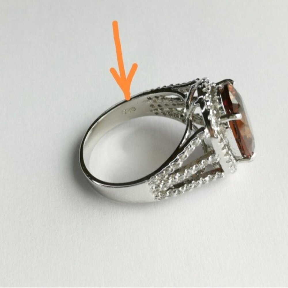 Madeira Topaz white sapphire halo cocktail ring size 8 - Picture 4 of 8